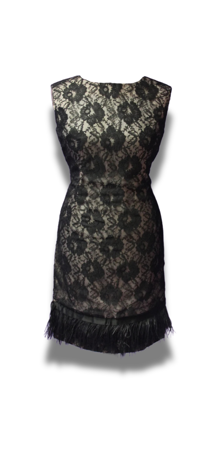 1960s Feather-Trim Cocktail Dress