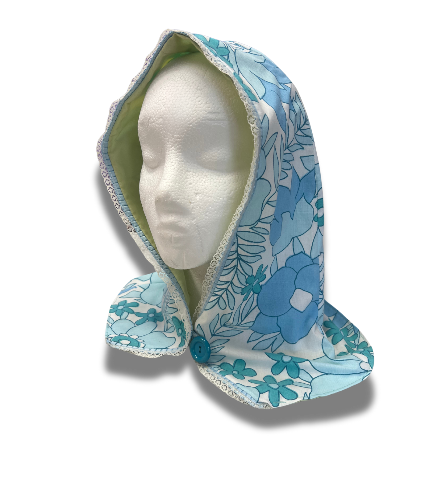 Blue Floral Button Hood