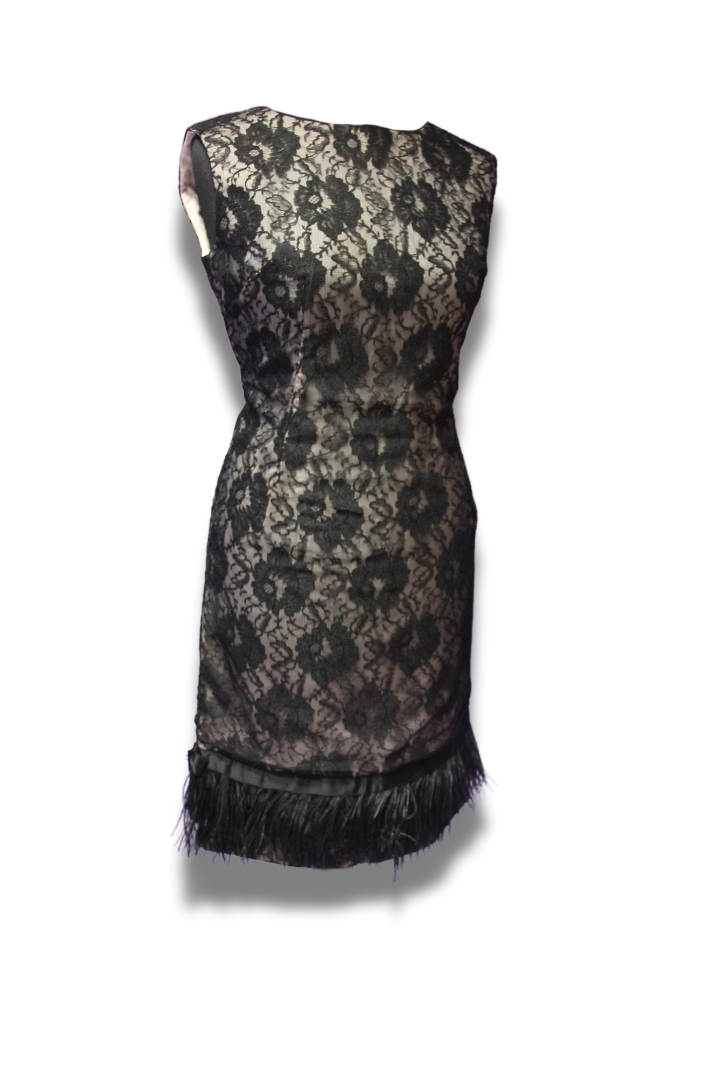 1960s Feather-Trim Cocktail Dress