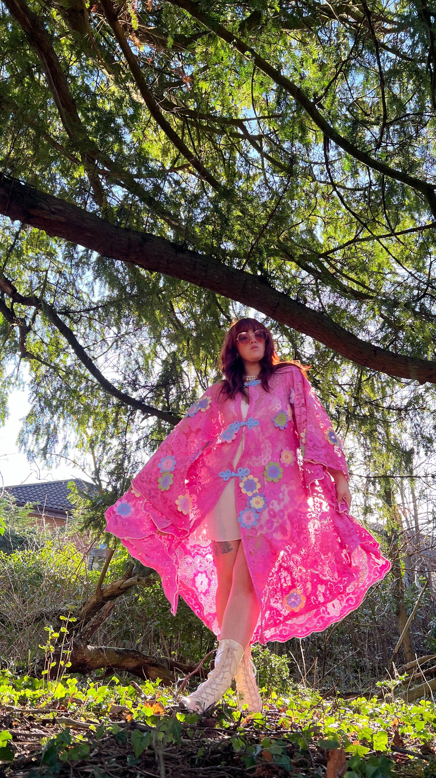 Pink Lace Floral Tablecloth Dress