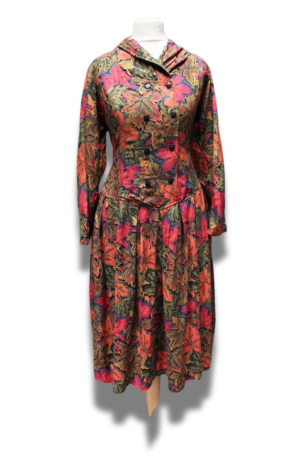 Long Sleeve Leaf Print Phool Midi Dress