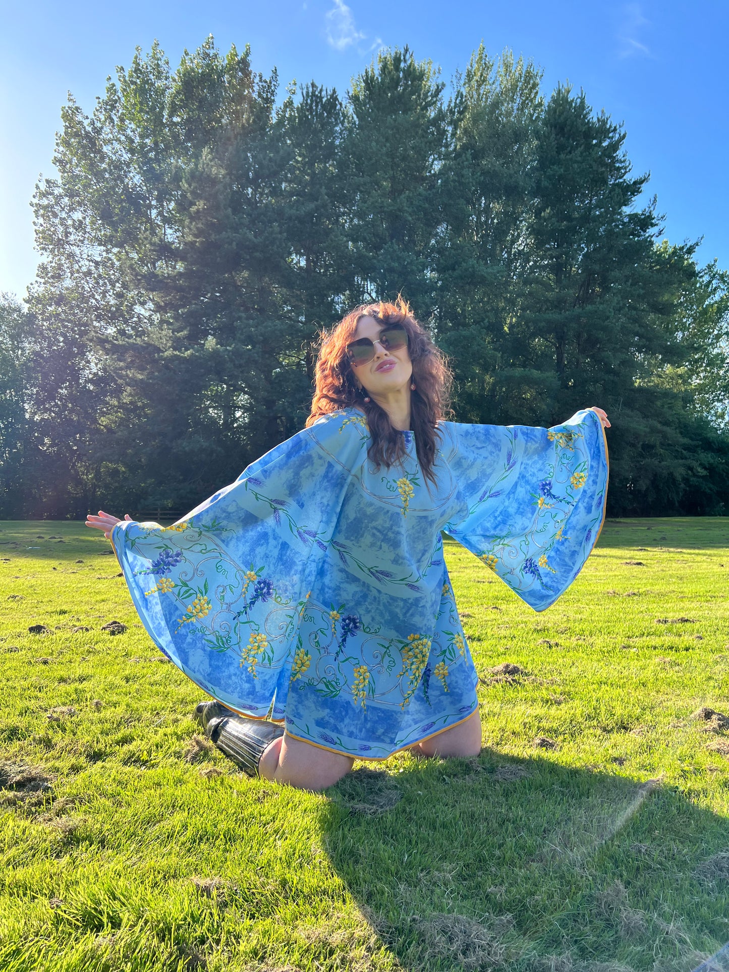 Blue & Yellow Floral 60s Mini