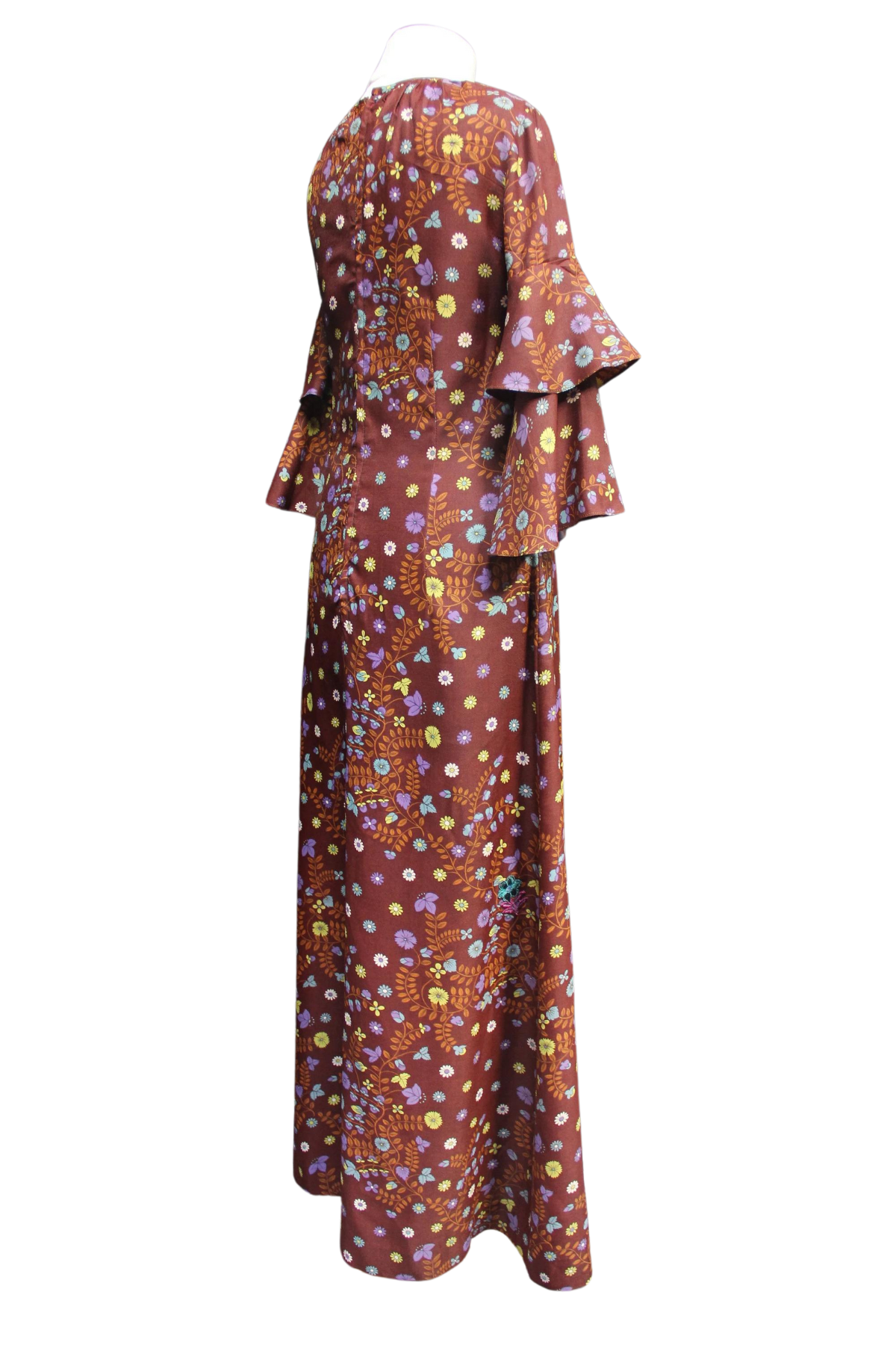 1970s Floral Maxi Dress with Ruffles