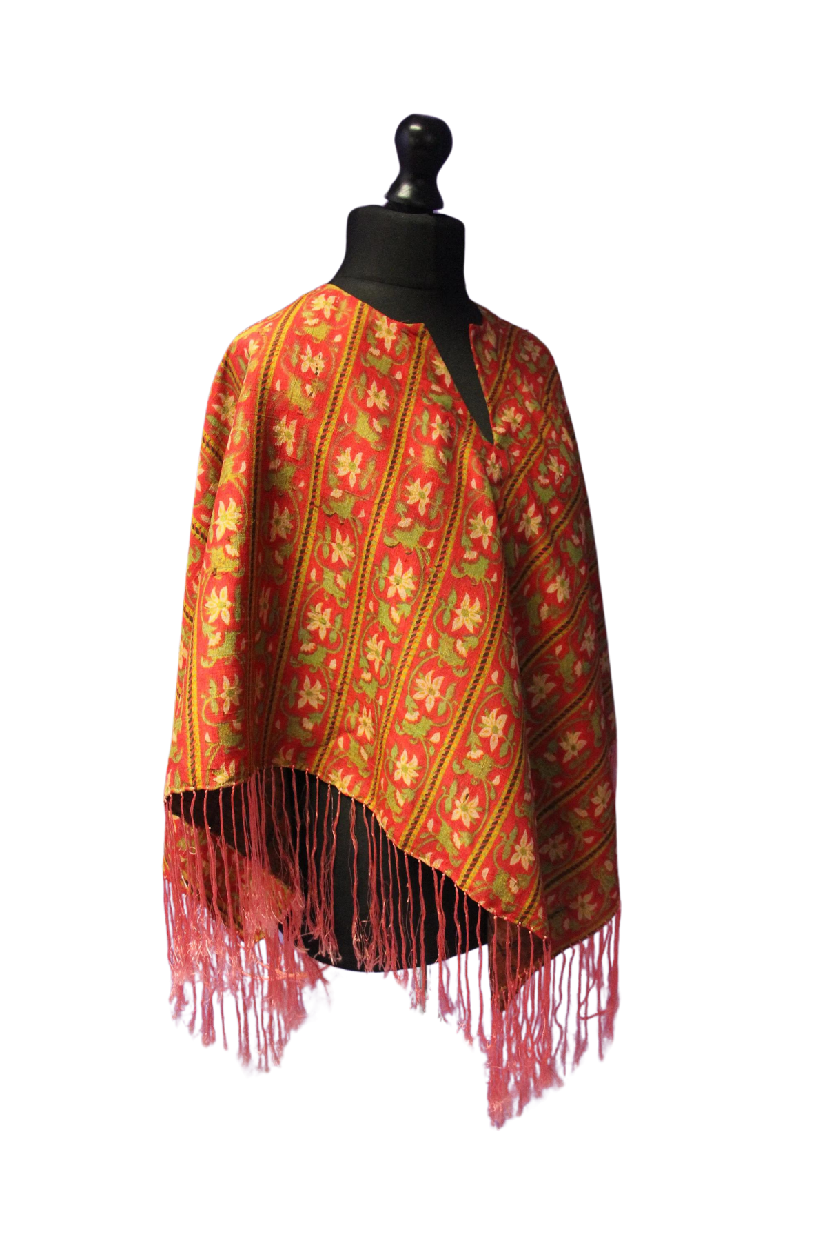 Psychedelic, Floral, Fringed Vintage Poncho