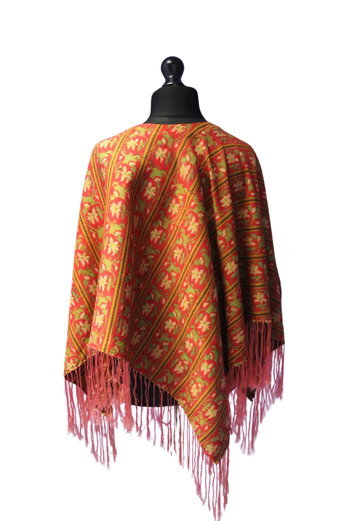 Psychedelic, Floral, Fringed Vintage Poncho