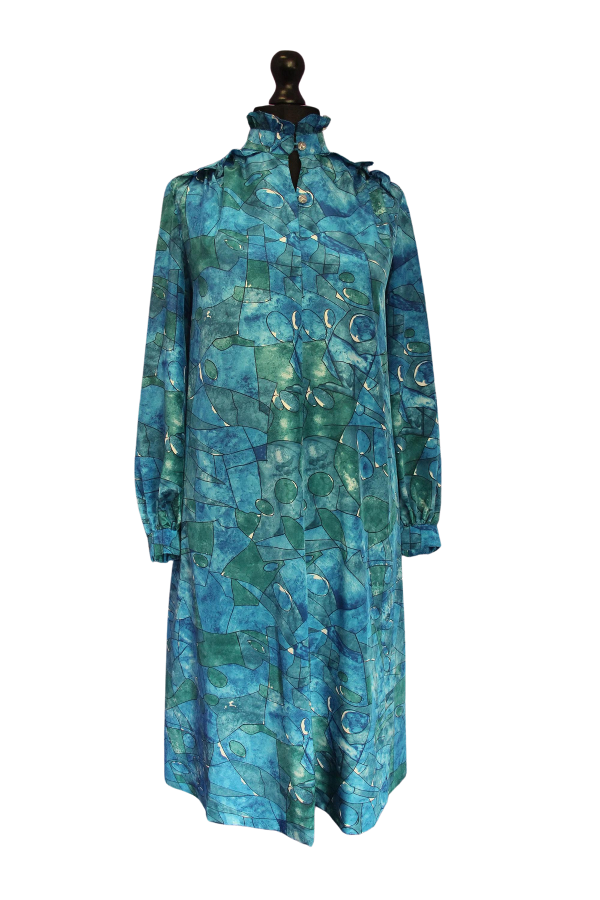 1980s Ruffle Smock Dress