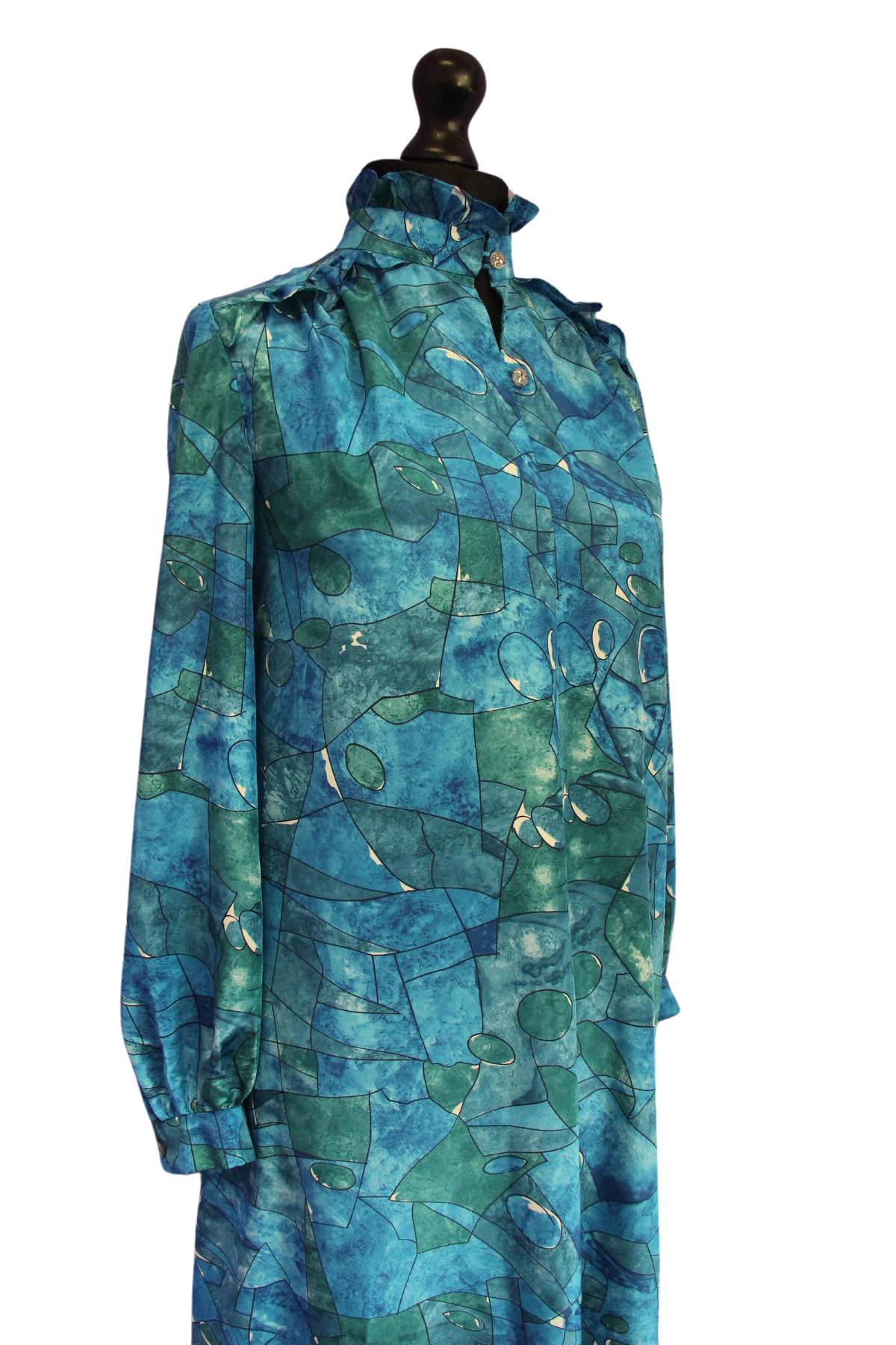 1980s Ruffle Smock Dress
