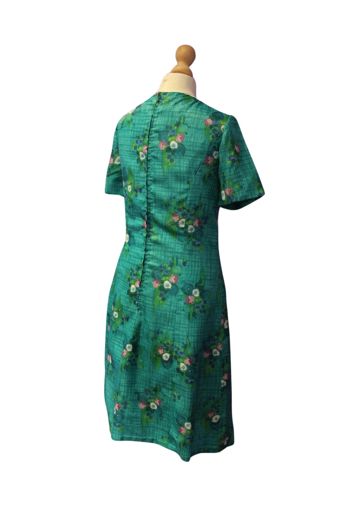 Bright Green Floral 1960s Tea Dress