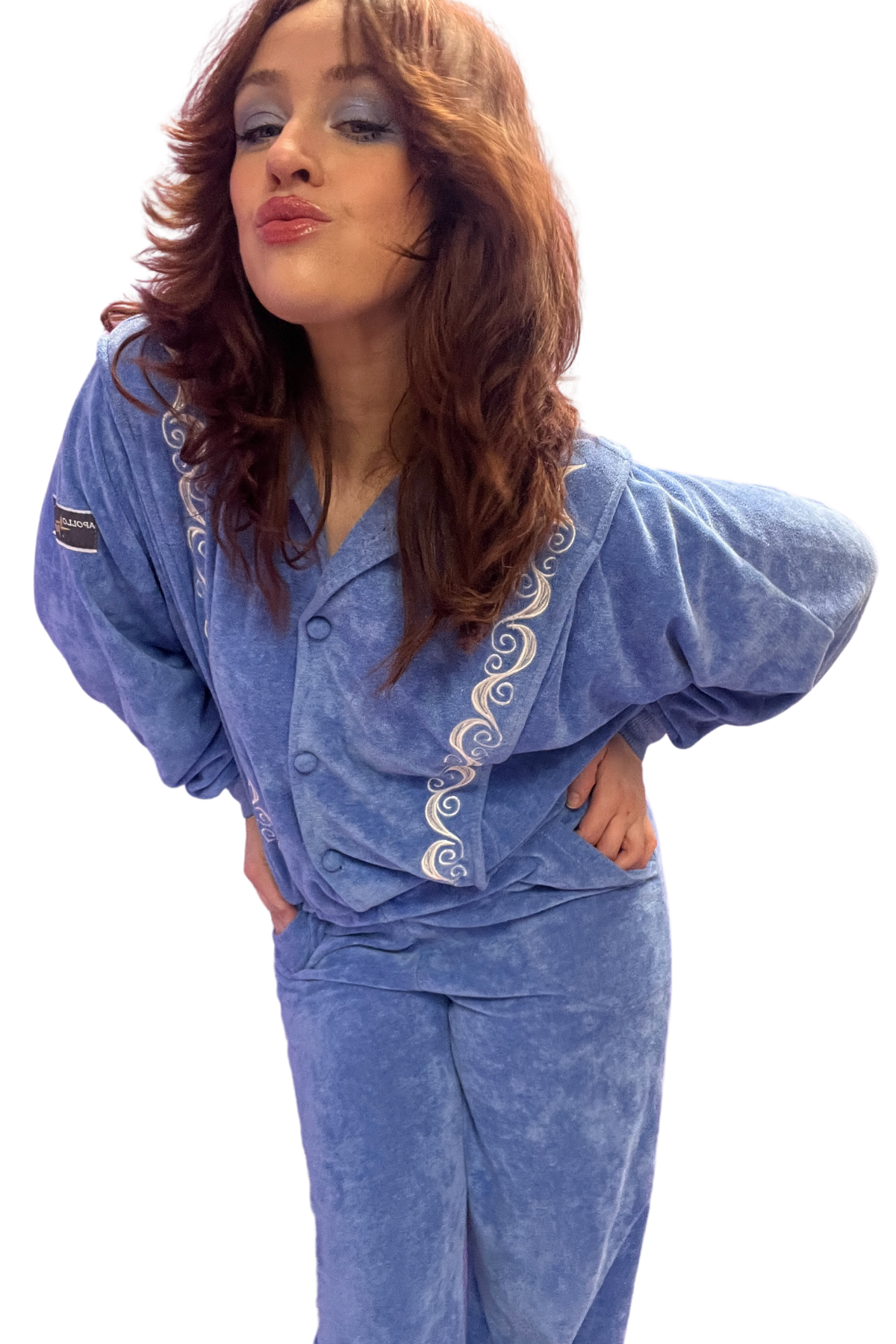 Pale Blue Tracksuit Jumpsuit 1980s