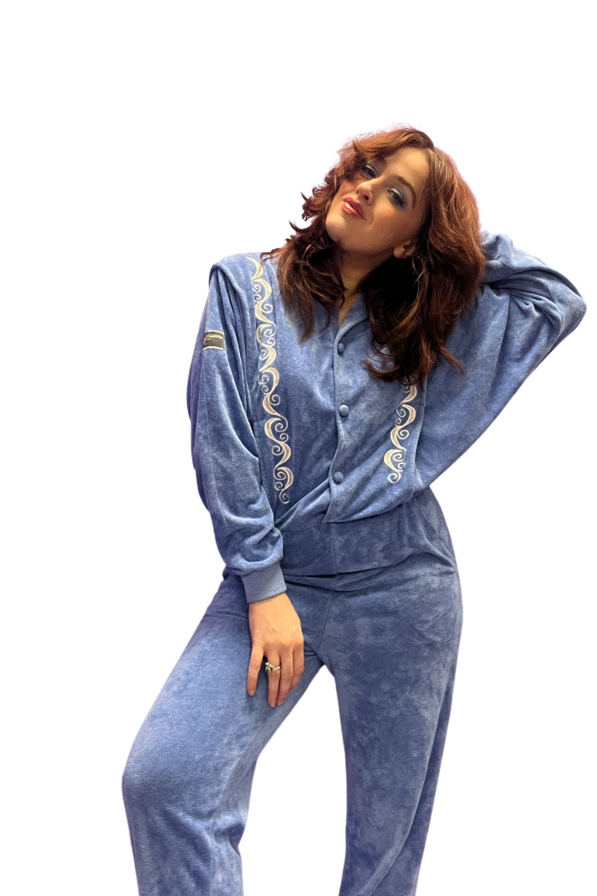 Pale Blue Tracksuit Jumpsuit 1980s