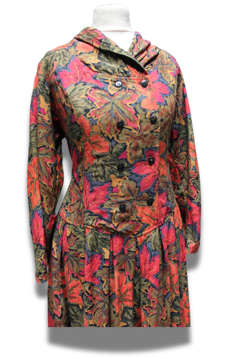 Long Sleeve Leaf Print Phool Midi Dress