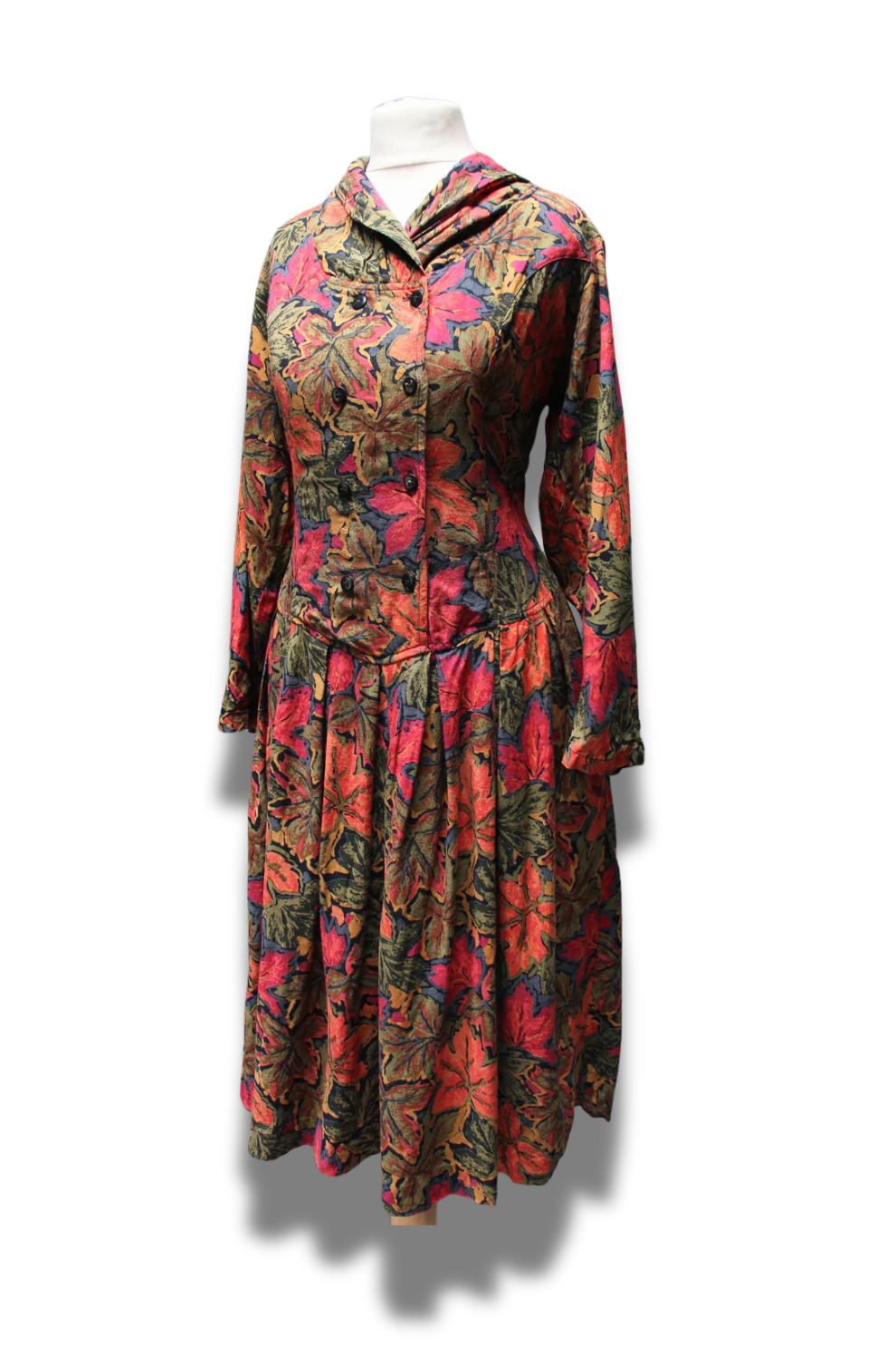 Long Sleeve Leaf Print Phool Midi Dress