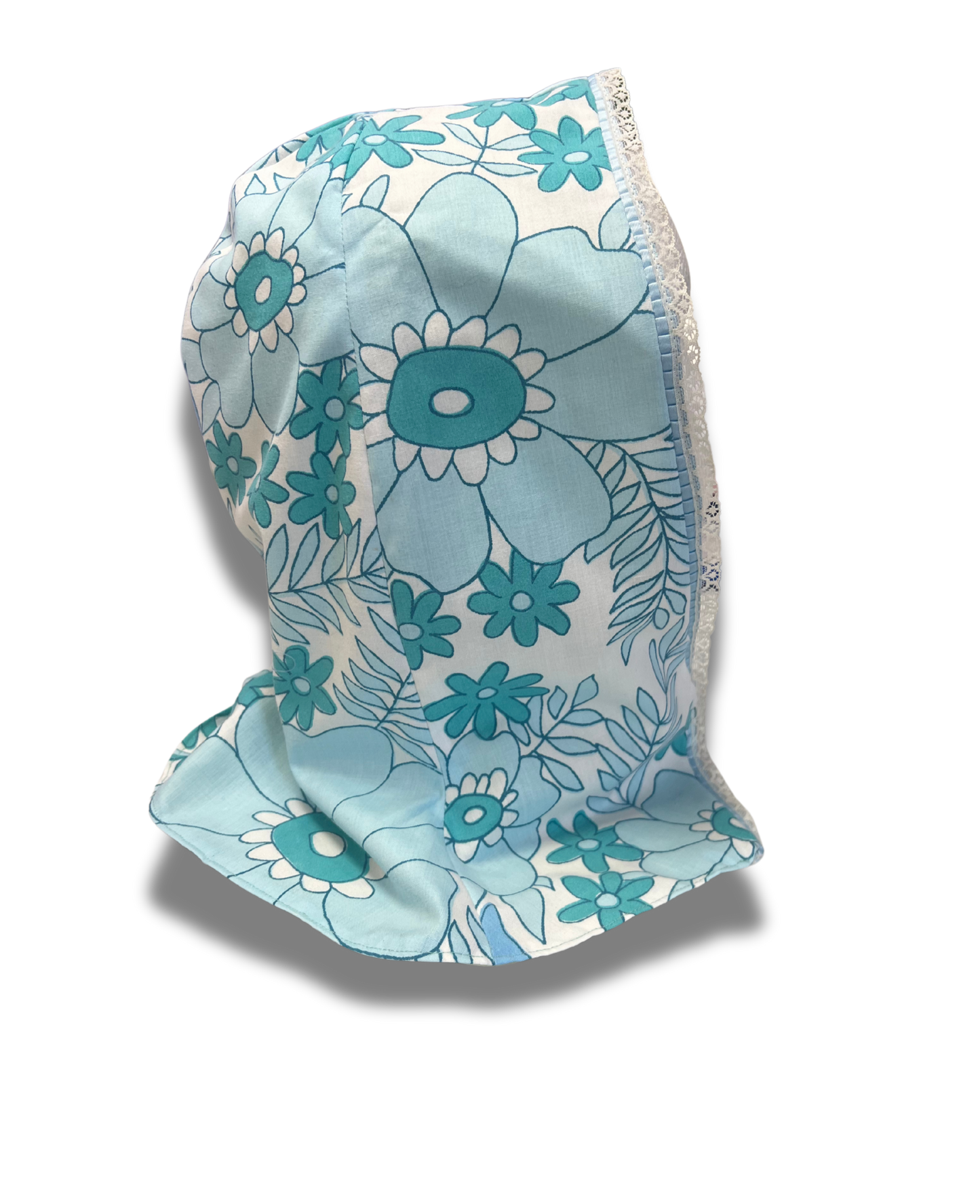 Blue Floral Button Hood