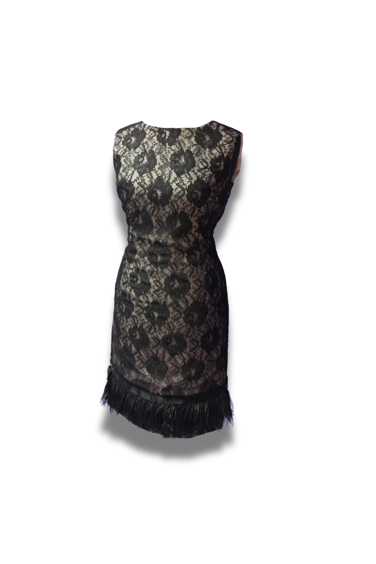 1960s Feather-Trim Cocktail Dress
