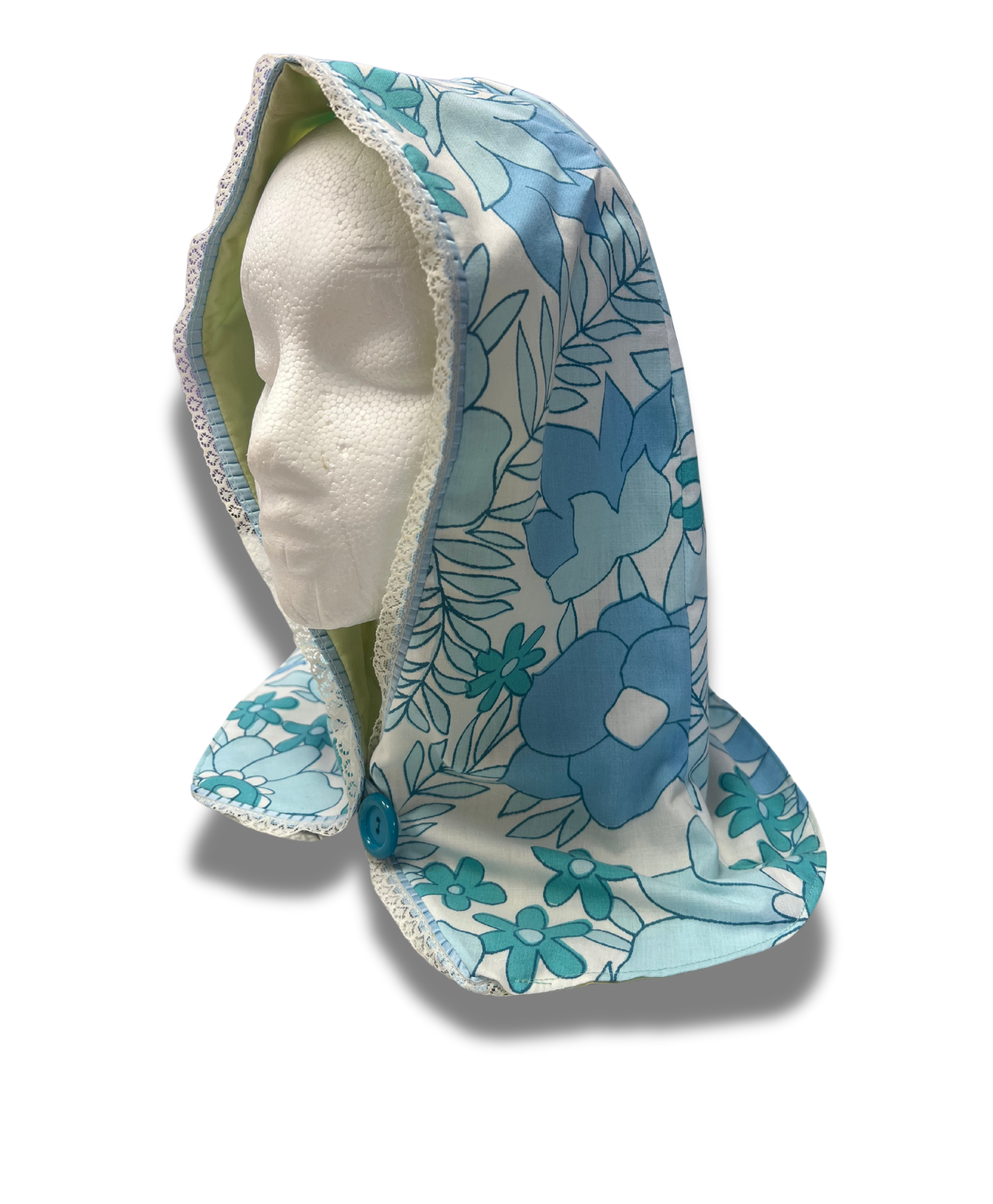 Blue Floral Button Hood