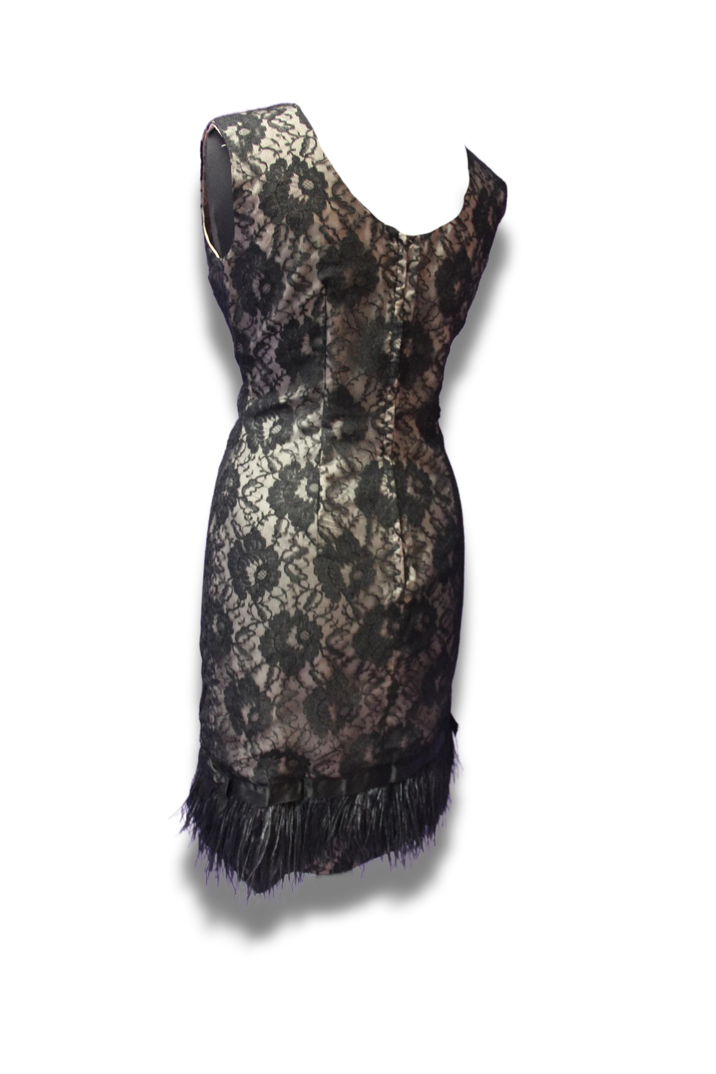 1960s Feather-Trim Cocktail Dress