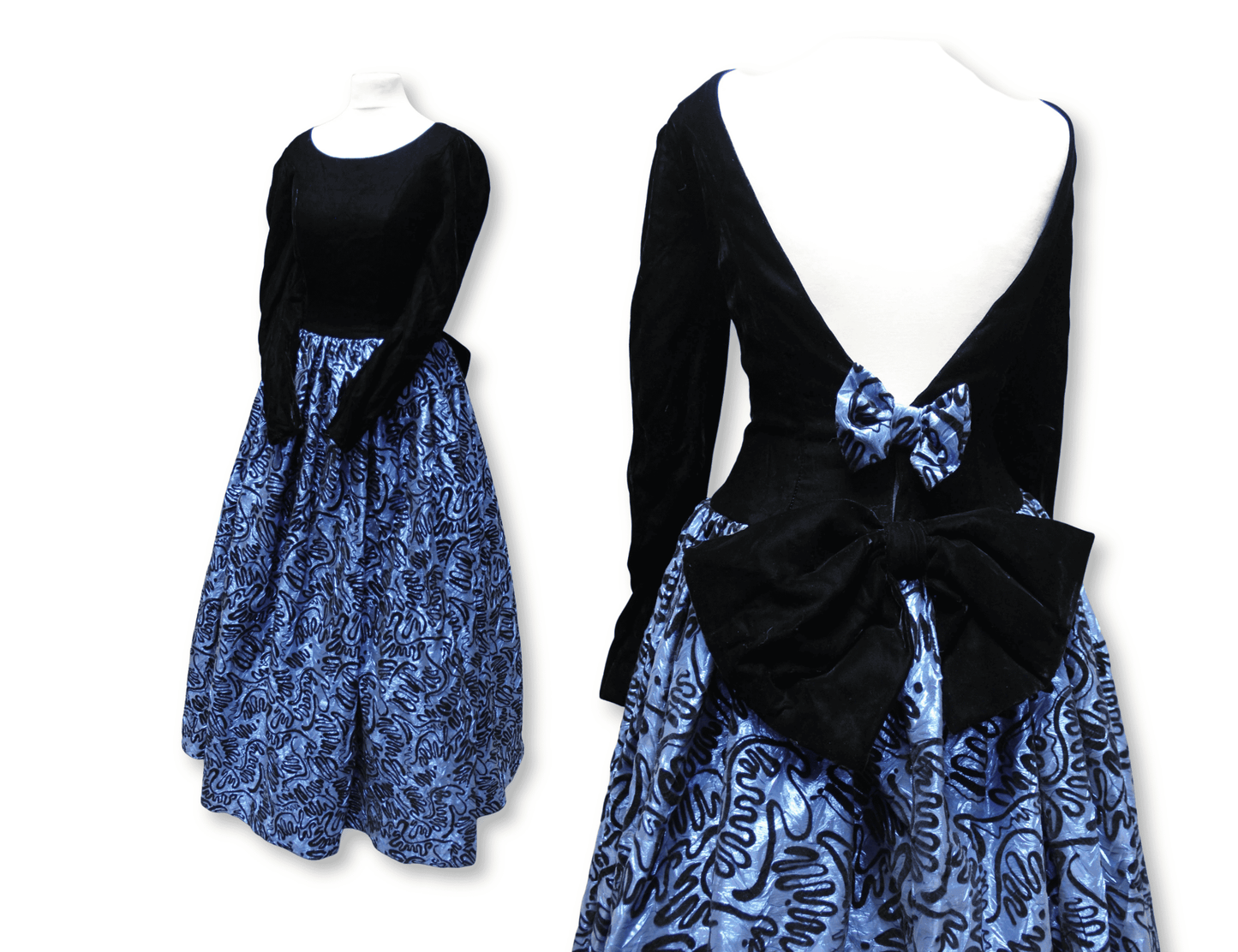 Statement Back 1980s Full Skirt Ball Gown