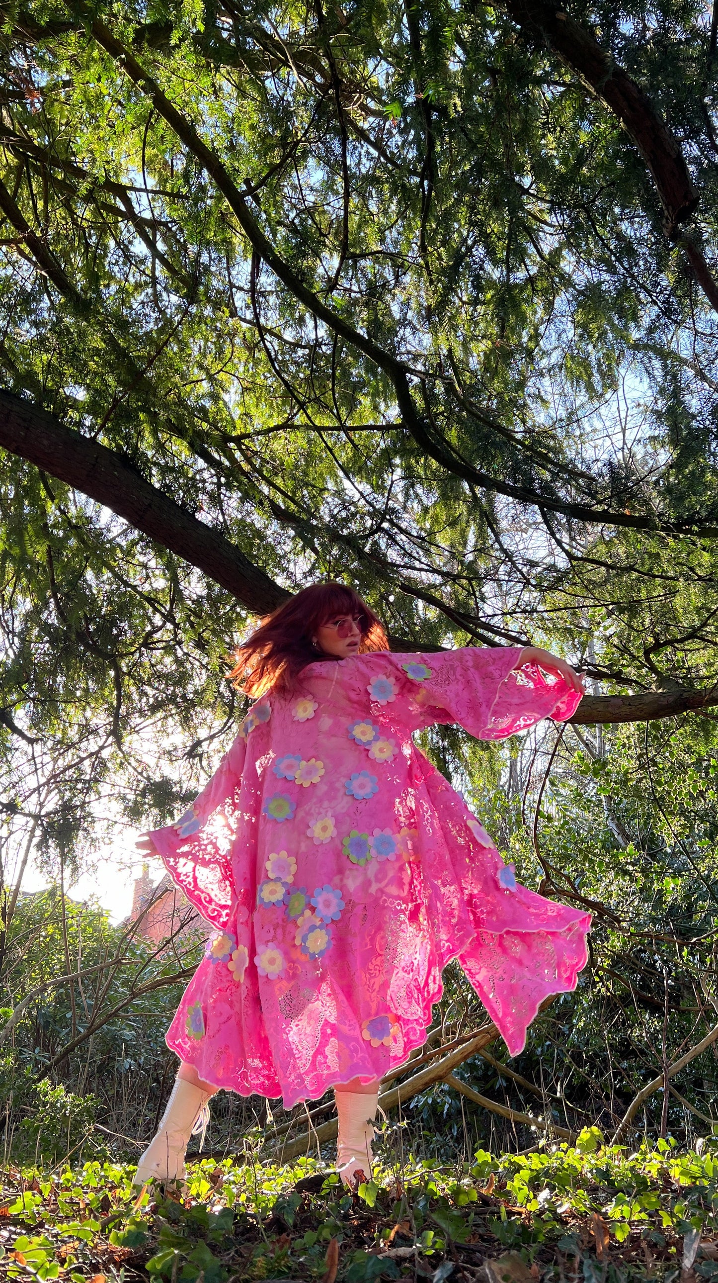 Pink Lace Floral Tablecloth Dress