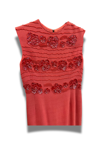 Beaded Coral Shift Dress