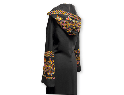 Boho Embroidered Hooded Maxi Dress