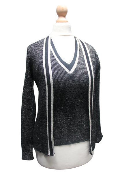 Glitter Victor Bright Black & Silver Twin Set