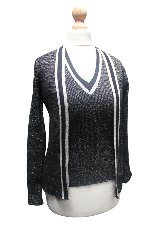 Glitter Victor Bright Black & Silver Twin Set
