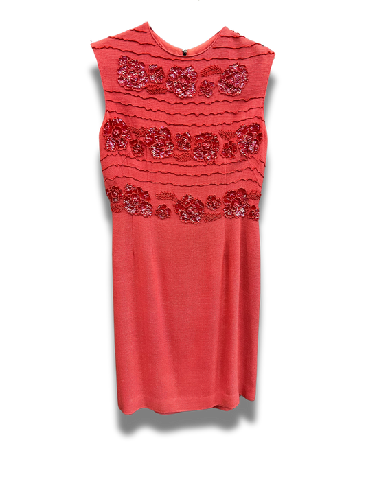 Beaded Coral Shift Dress