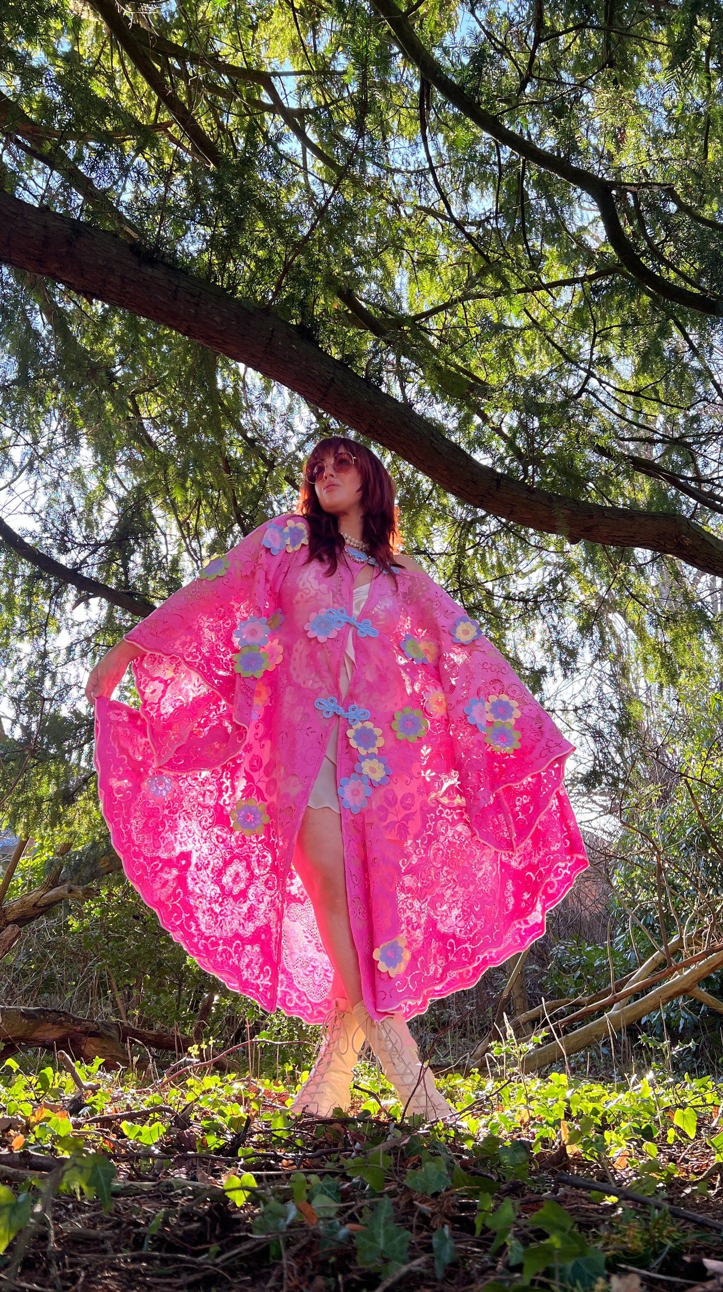 Pink Lace Floral Tablecloth Dress