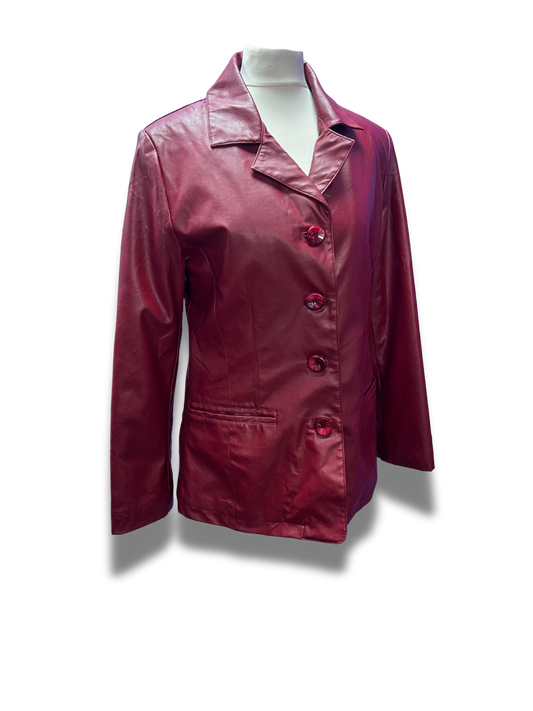Burgundy Leather Blazer