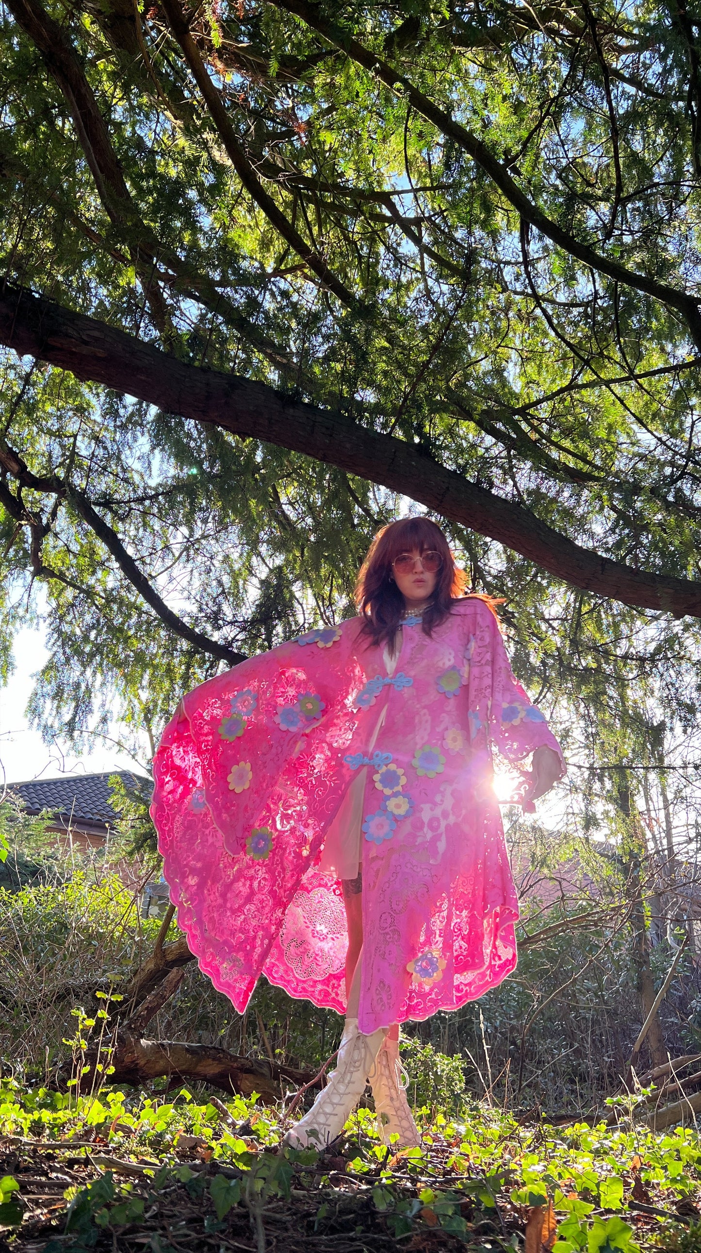 Pink Lace Floral Tablecloth Dress