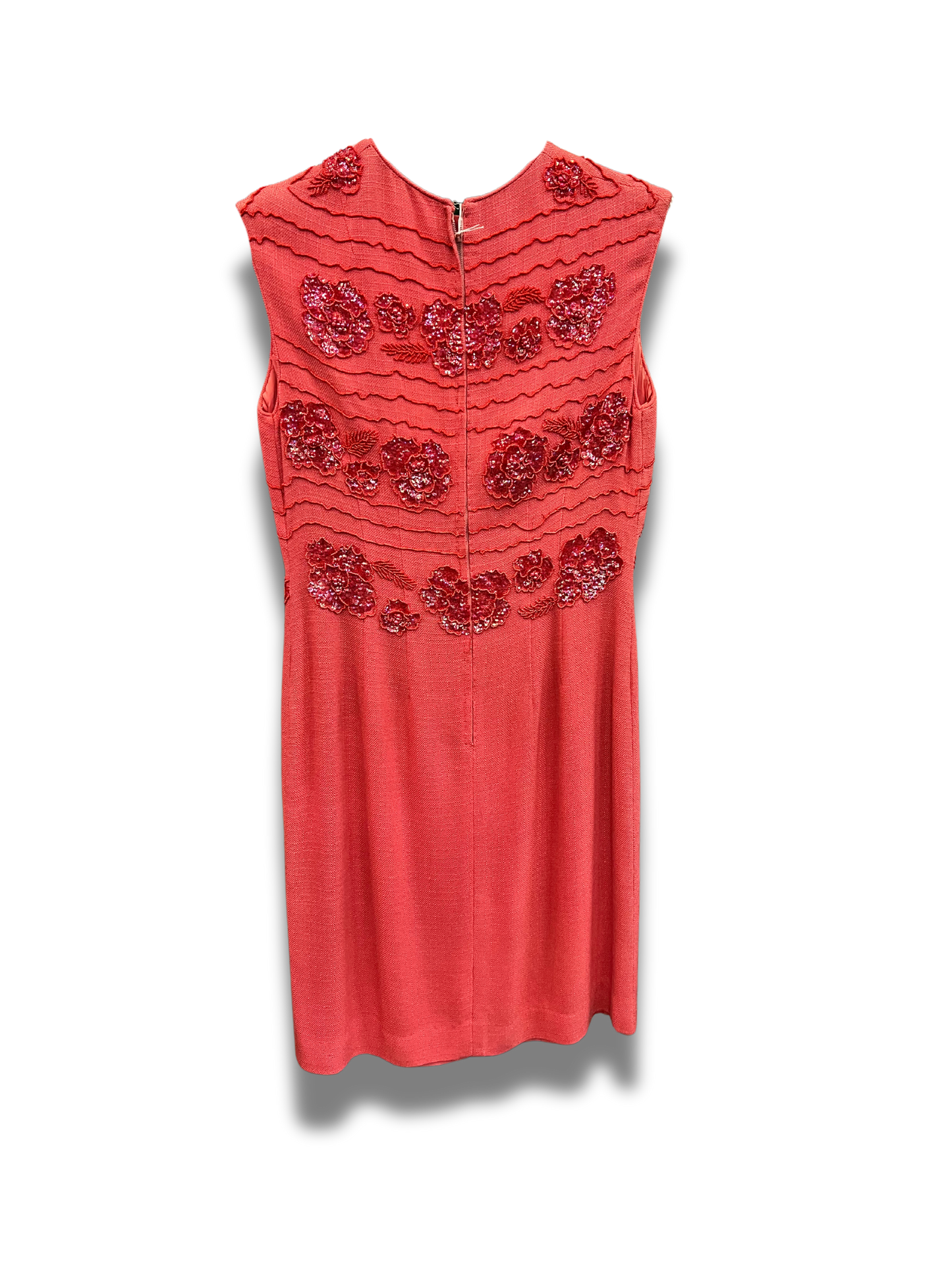 Beaded Coral Shift Dress