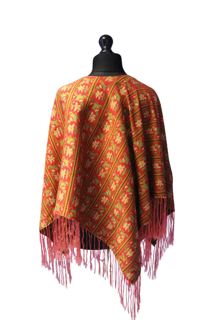 Psychedelic, Floral, Fringed Vintage Poncho