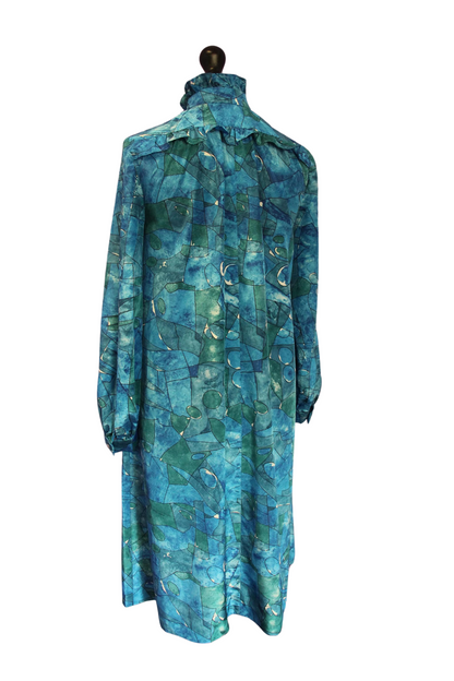 1980s Ruffle Smock Dress
