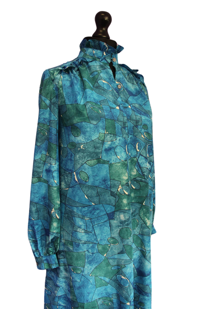 1980s Ruffle Smock Dress