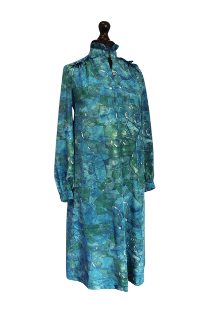 1980s Ruffle Smock Dress