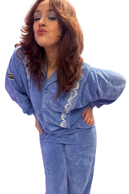Pale Blue Tracksuit Jumpsuit 1980s