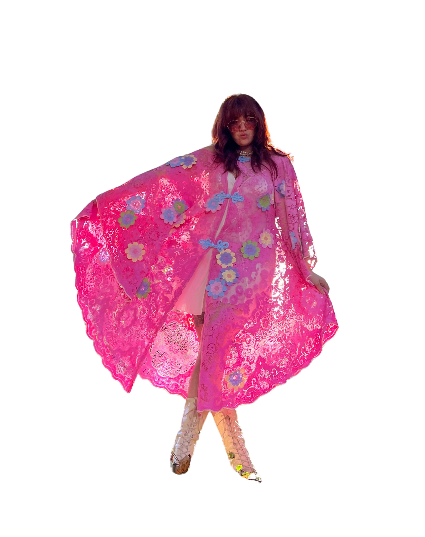 Pink Lace Floral Tablecloth Dress