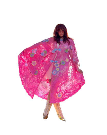Pink Lace Floral Tablecloth Dress