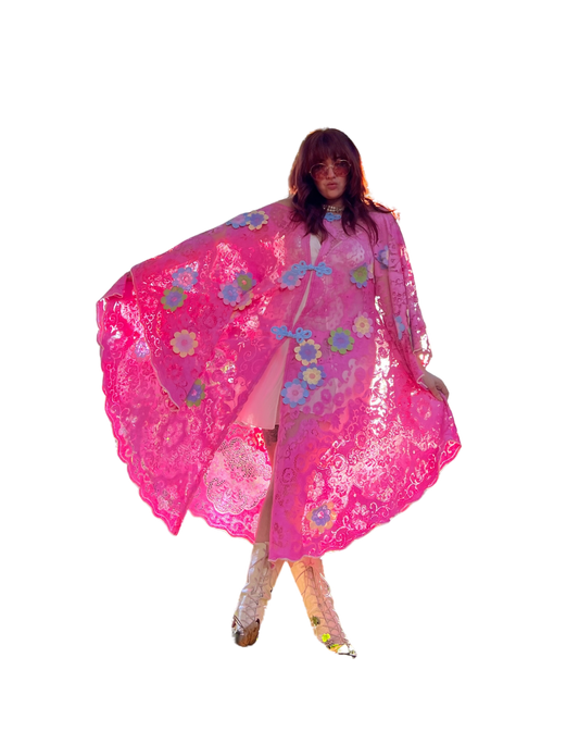 Pink Lace Floral Tablecloth Dress