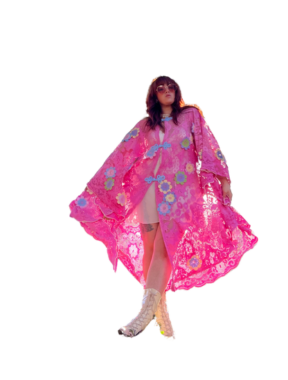Pink Lace Floral Tablecloth Dress