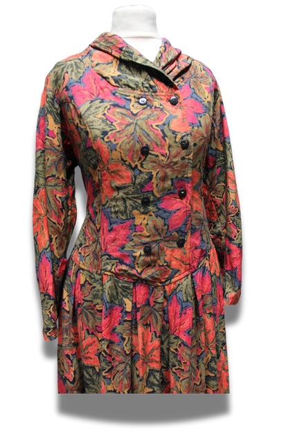 Long Sleeve Leaf Print Phool Midi Dress