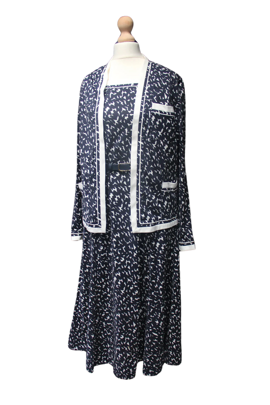 Navy & White Tea Dress with Jacket