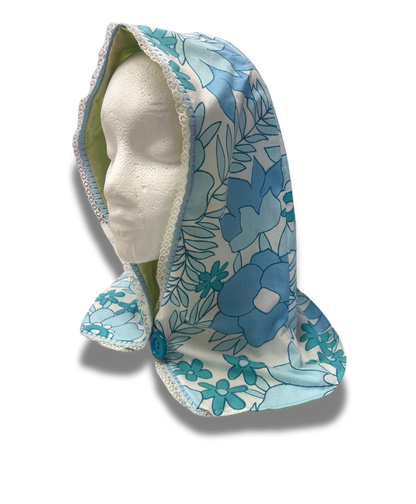 Blue Floral Button Hood