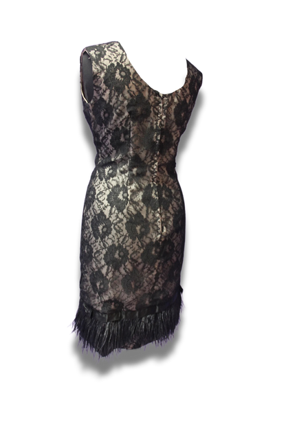1960s Feather-Trim Cocktail Dress