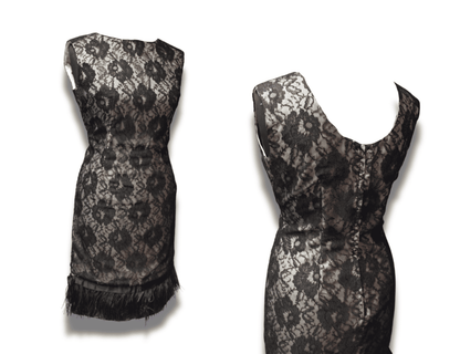 1960s Feather-Trim Cocktail Dress