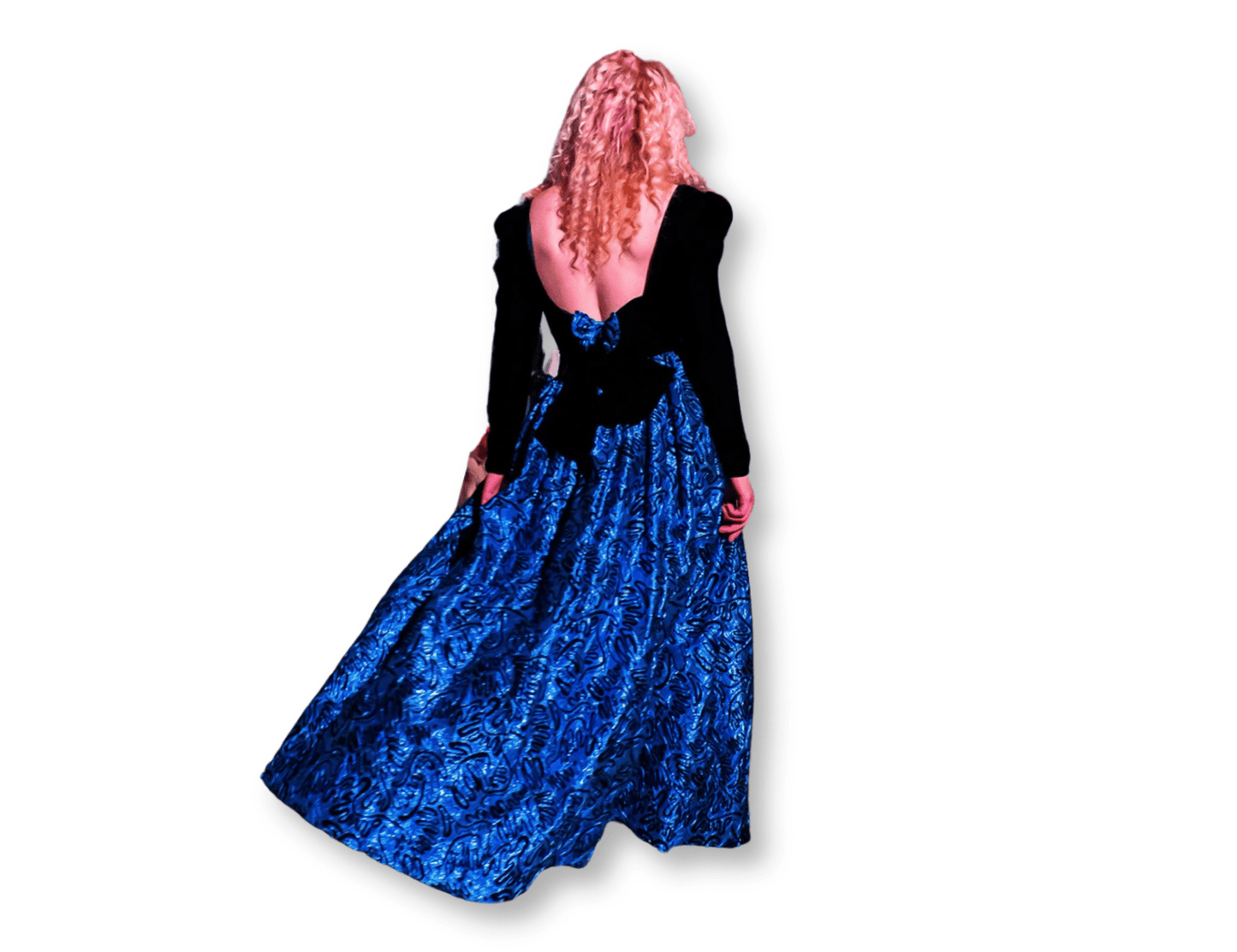 Statement Back 1980s Full Skirt Ball Gown