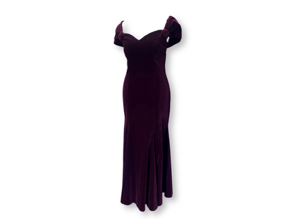 Monsoon Twilight Burgundy Velvet Mermaid Dress