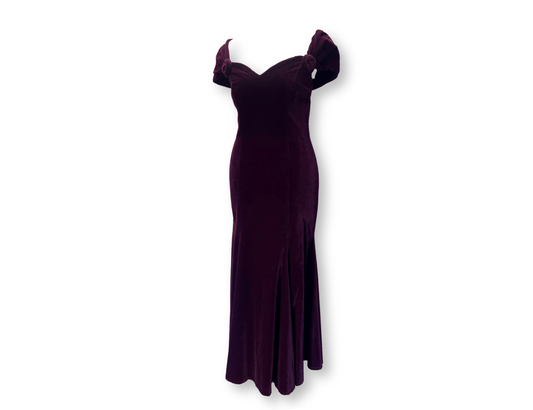 Monsoon Twilight Burgundy Velvet Mermaid Dress