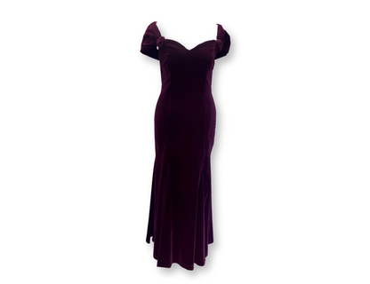 Monsoon Twilight Burgundy Velvet Mermaid Dress