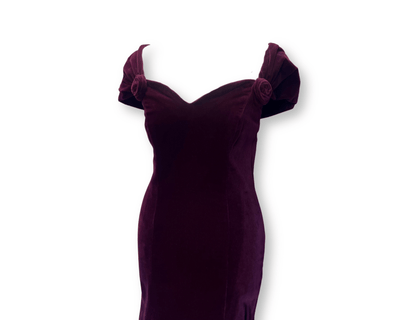 Monsoon Twilight Burgundy Velvet Mermaid Dress
